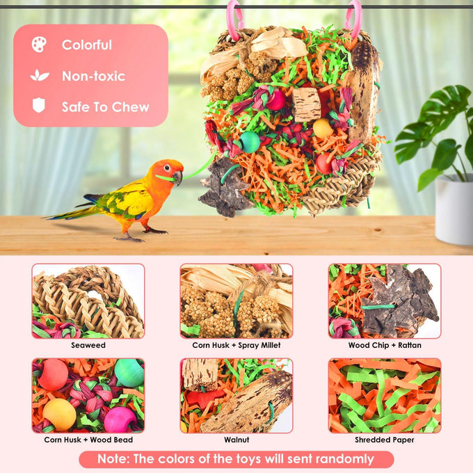 katumo bird toys parakeet grass mat foraging toy parrot shredding hanging for cockatiel lovebird parakeet budgie