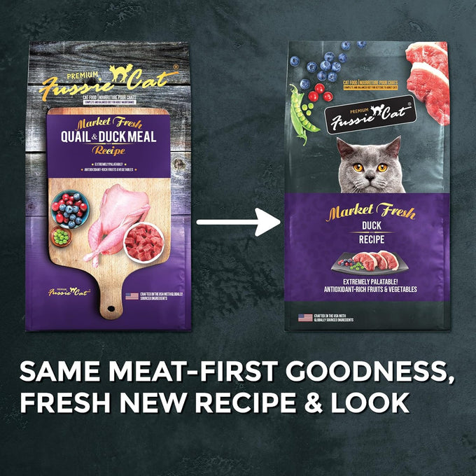 Fussie Cat Market Fresh Duck Recipe Dry Cat Food 10lb Bag 100% Grain-Free