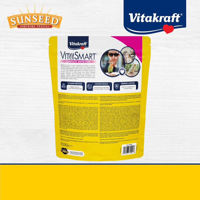 Vitakraft vita smart gourmet cockatiel and lovebird food - 4 pound daily pet bird food with vitamins and minerals
