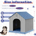 Bifanuo plastic dog house for small to medium dogs, weatherproof design, air vents, elevated floor, easy clean and assemble in blue, 26.18'' L x 24.03'' W x 25.98'' H