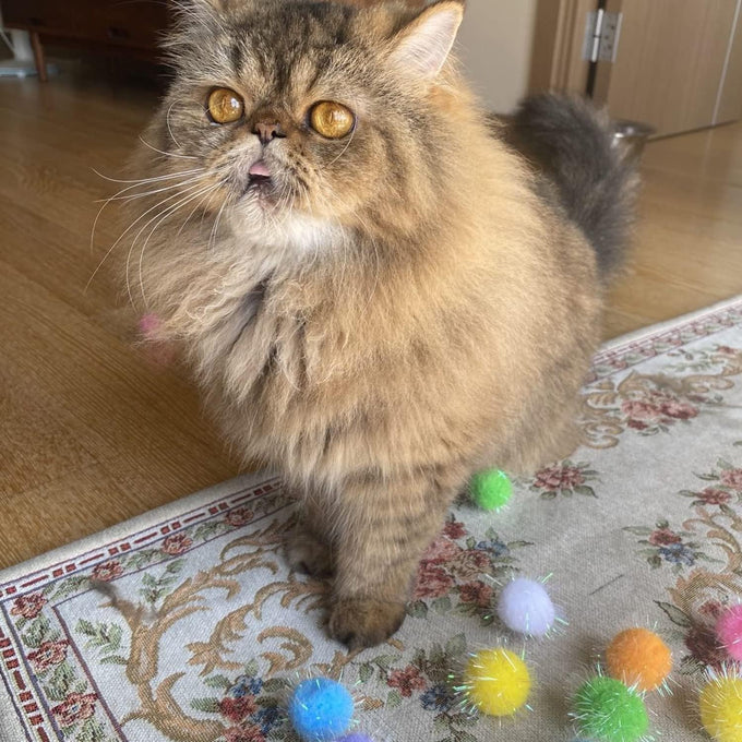 20-pcs cat toys extra-large 1.5inch glitter balls, plush, soft, assorted colors