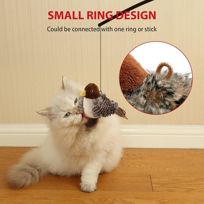 GiGwi Squeaky Bird Cat Toy with Feather Tail, Melody Chaser Play for Boredom, Realistic Bird Design