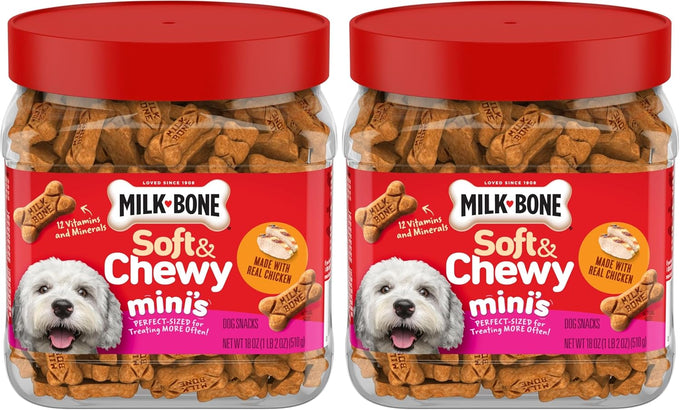 Milk-Bone Soft & Chewy Mini's Made with Real Chicken Dog Treats, 18 Ounce Canister