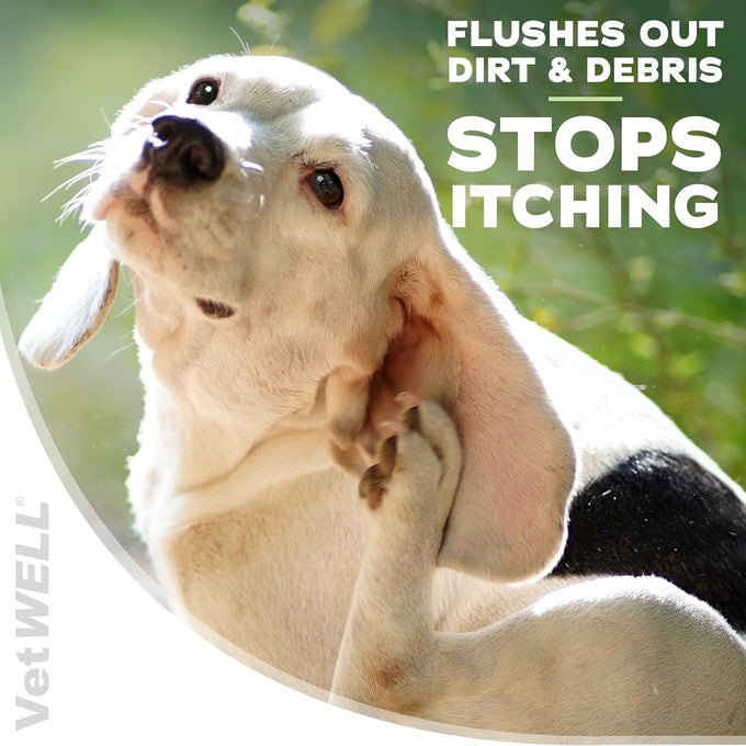 VetWELL cucumber melon ear cleaner for dogs and cats 8 oz otic rinse for infections and odor control