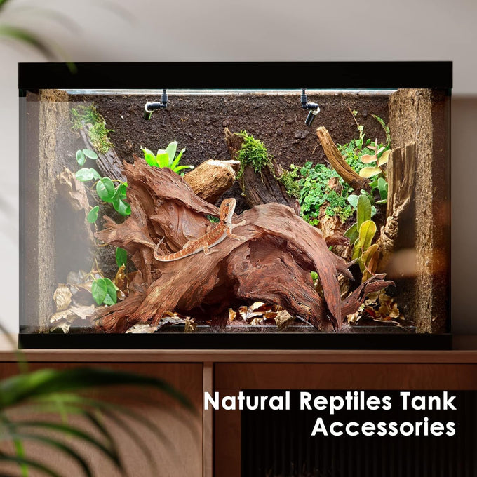 Jorewood natural aquarium driftwood 3-piece set for fish tanks and reptile terrariums, low tannin, 7-11 inch, easy to sink