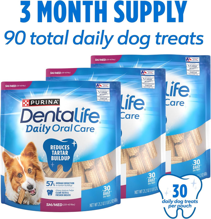 Purina DentaLife Daily Oral Care Dog Dental Chews for Small Breed Dogs, 90 count, Chicken Flavor, 20-40 lbs.