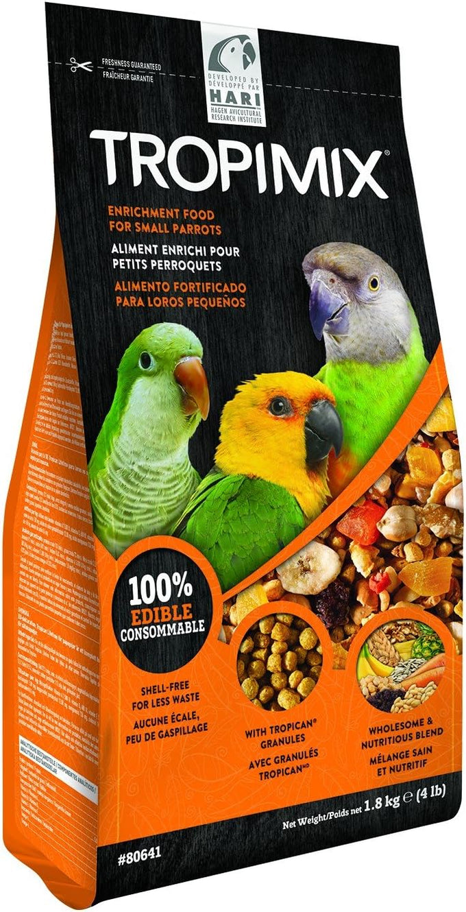 Hari Hagen Tropimix Small Parrot Enrichment Food 4 lb, Seeds, Fruit, Nuts, Vegetables, Grains, Legumes