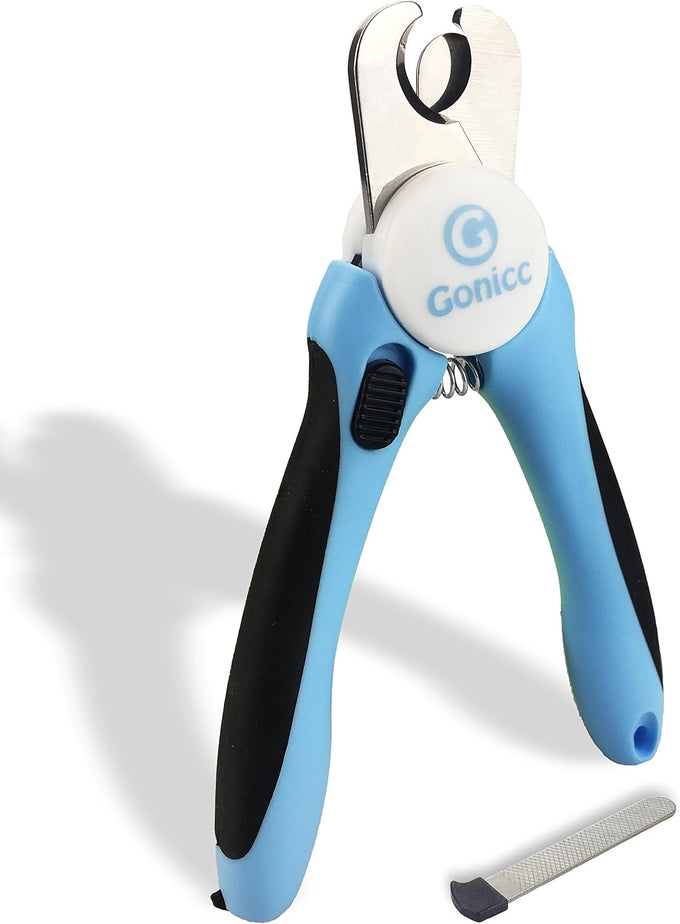 gonicc professional pet nail clippers for large dogs with safety guard and razor sharp blade