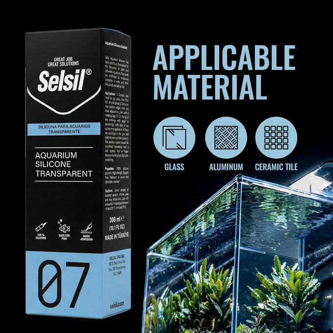 Selsil aquarium silicone sealant, transparent 10.14 fl oz, high elasticity, safe for fish, solvent-free, ozone-resistant, 1 pack
