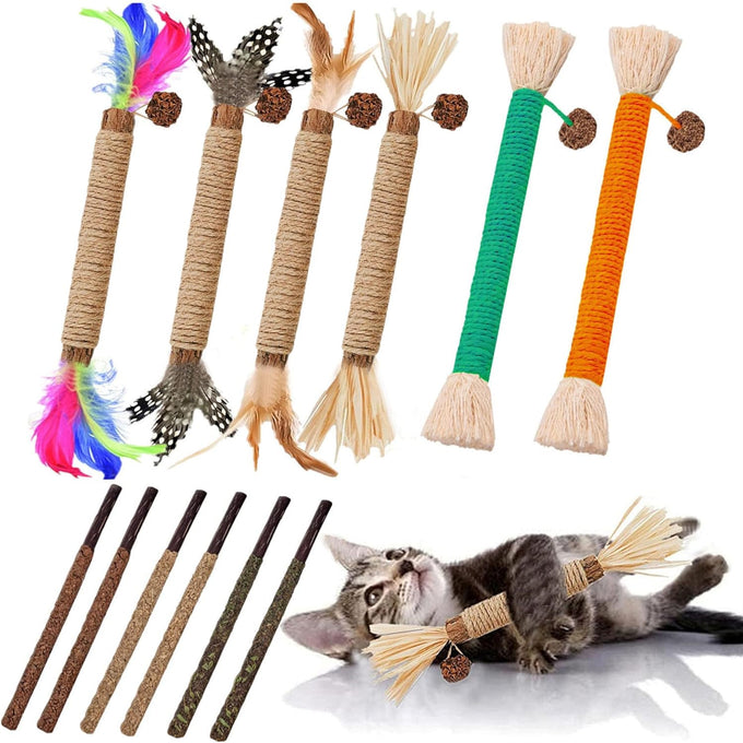 100% Organic Silvervine Wood Catnip Stick 3Pack for Cleaning Teeth and Relief