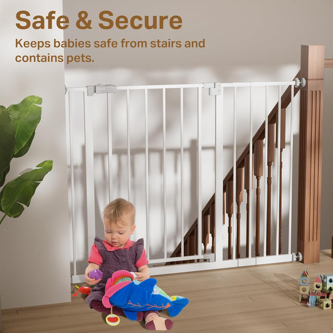 InnoTruth 29.5–40.75" baby gate with dual lock, 30" tall dog gates for doorways & hallways