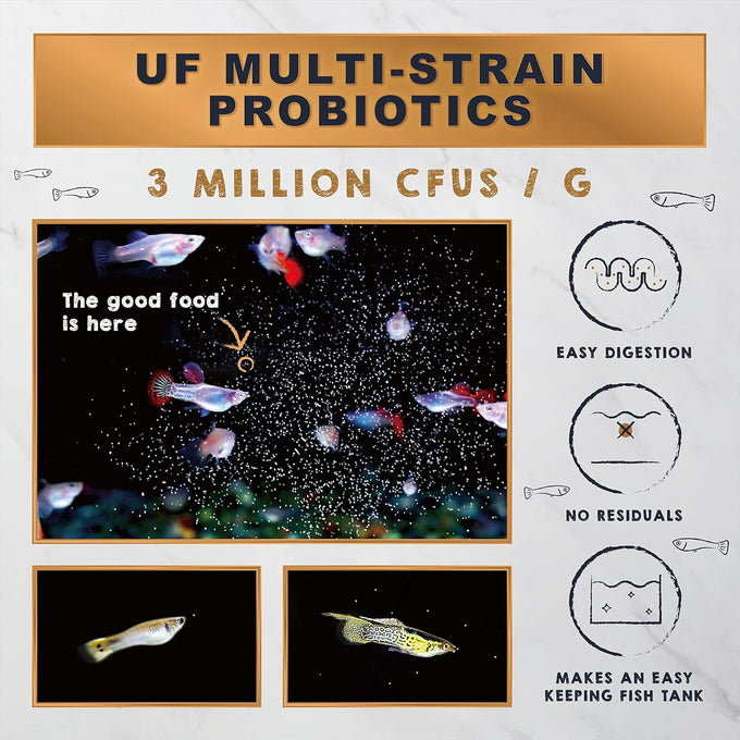 Ultra Fresh Baby Fish Food with 50% Sword Prawn Shrimp, Slow Sinking, Healthy Fry Growth and Cleaner Water