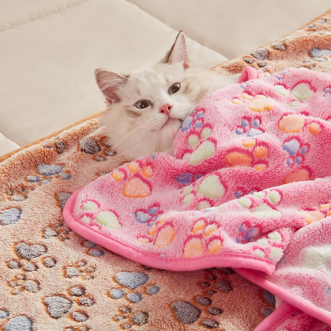 luciphia 1 pack 3 small 23x16 inch super soft fluffy premium fleece pet blank blanket flannel throw brown/pink/white
