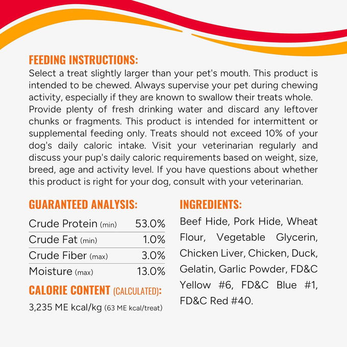 Good 'n' Fun Triple Flavor Blasts - Chicken, Duck, and Beef Hide Chews for Dogs, 4 Ounces, Long-Lasting Snack
