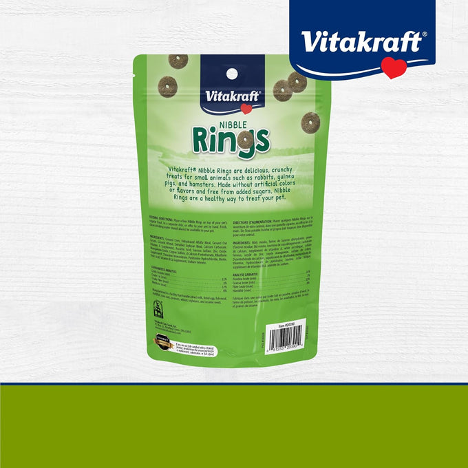Vitakraft Nibble Rings Small Animal Treat, 10.6 oz, Wholesome Wheat & Alfalfa, Vitamins, Artificial-Free