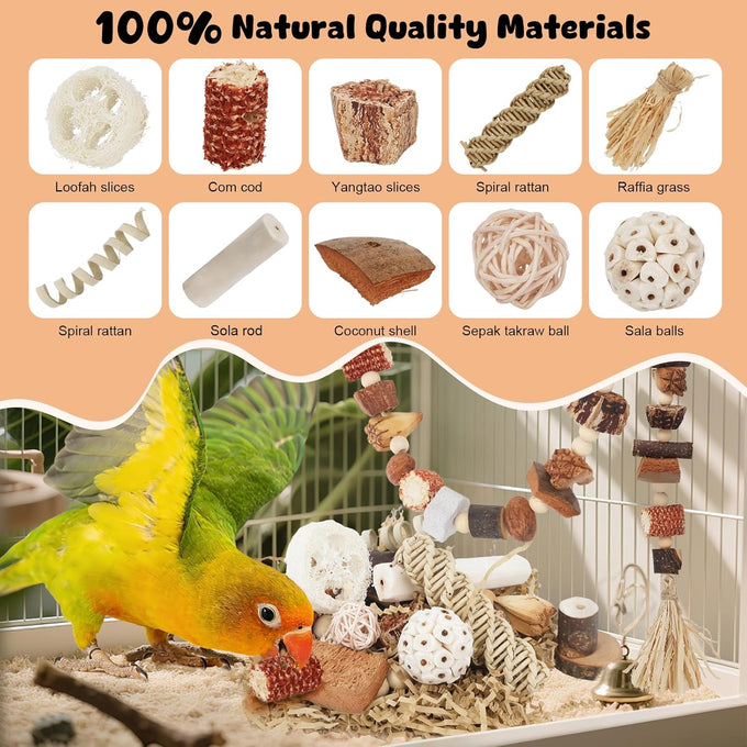 Bird Toys Parrot Natural Foraging Box Medium for Parakeets, Cockatiels, Conures, Small to Medium Birds Cage Accessories