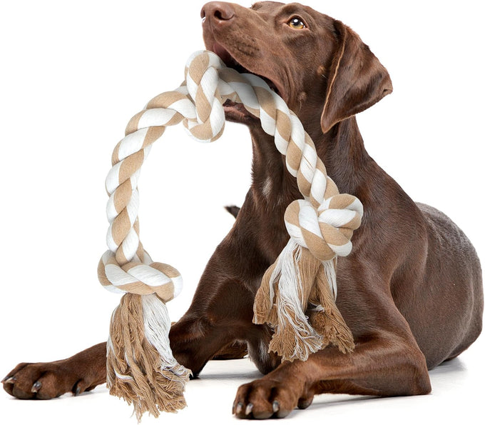 Fida Cotton Rope Dog Toy for Large/Medium Aggressive Chewers, 3 Feet 5 Knots, Tug of War and Teeth Cleaning