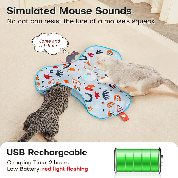Potaroma automatic cat toy with moving feather, 3 modes, and USB rechargeable battery for indoor kittens and adult cats