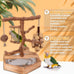 limio natural grape wood bird parakeet perch stand with toys for small birds