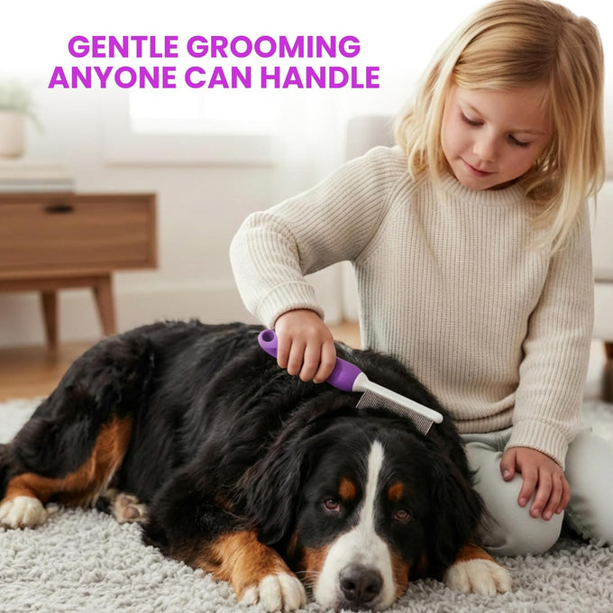 stainless steel poodle detangling pet comb with long and short teeth for dogs and cats grooming