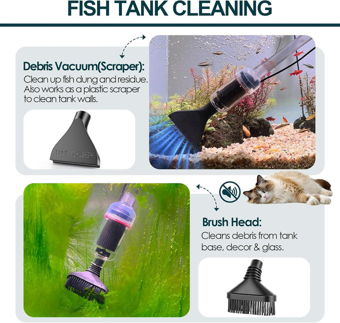 hygger electric aquarium gravel cleaner, 528gph fish tank vacuum, 5-in-1 automatic sand washer water changer cleaning kit