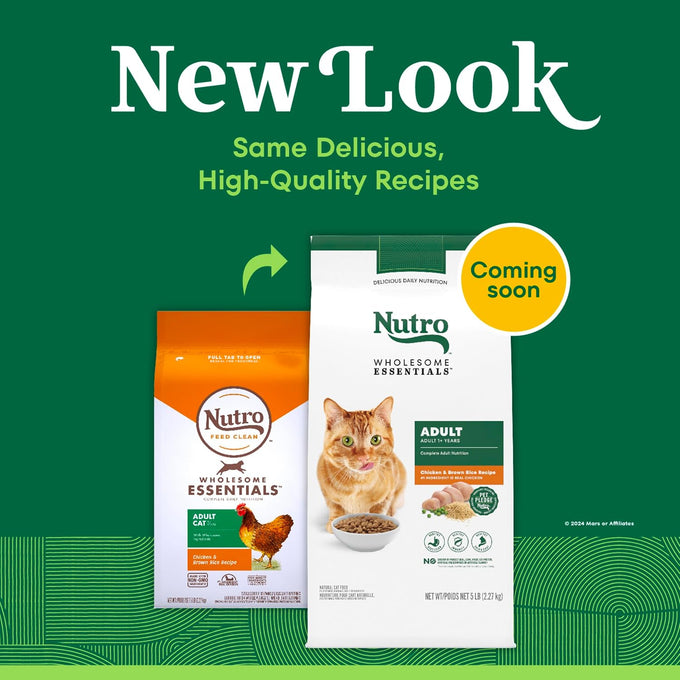 Nutro Wholesome Essentials Dry Cat Food, Adult Cat Food Dry Chicken & Brown Rice Recipe, 5 lb. Bag