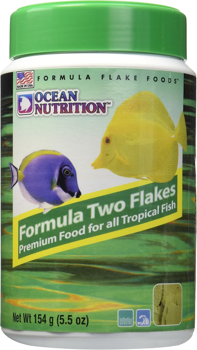 Ocean Nutrition Formula Two Flake Fish Food - Natural Ingredient Fish Food Flakes for Tropical Fish Made in USA 1.2 oz 34 g