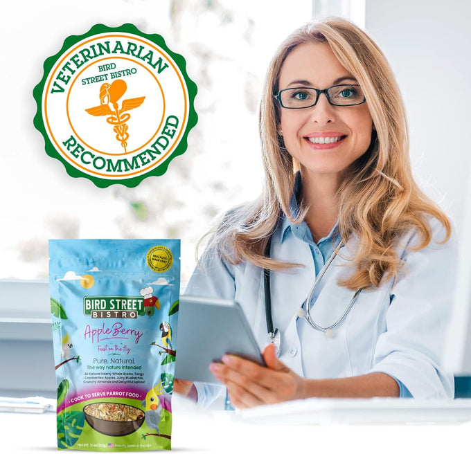 Bird Street Bistro Parrot Food - Parakeet & Cockatiel Food - 4 Natural Flavors, 3-15 Min Cooking Time, Wholesome Grains & Non-Gmo Fruits