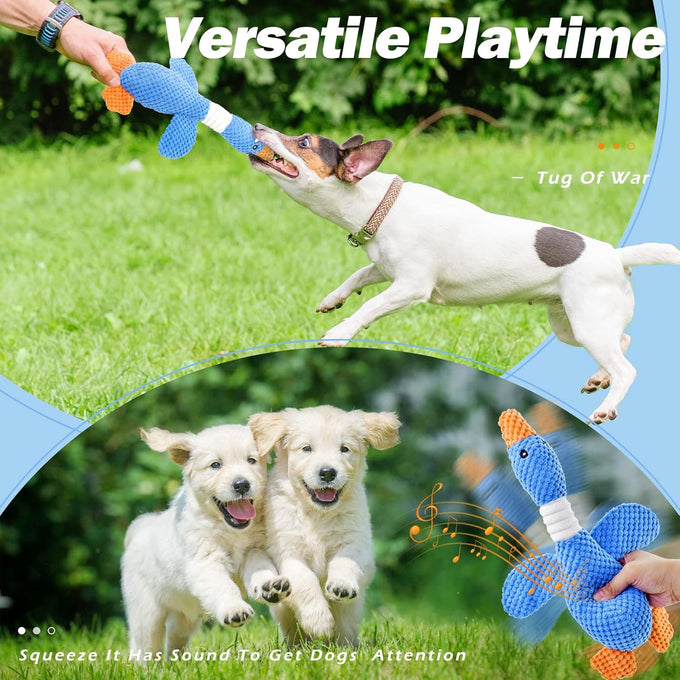 Vitscan upgraded goose indestructible dog toys for aggressive chewers, small to large breeds, crinkle squeaky plush toys