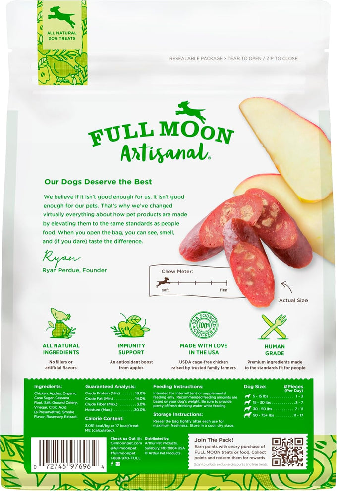 Full Moon human-grade, all-natural chicken apple sausage for dogs 12.0 oz