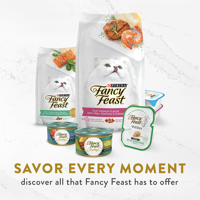 Purina Fancy Feast lickable wet cat food broth complement classics collection variety pack, 1.4 oz pouches, 12 count