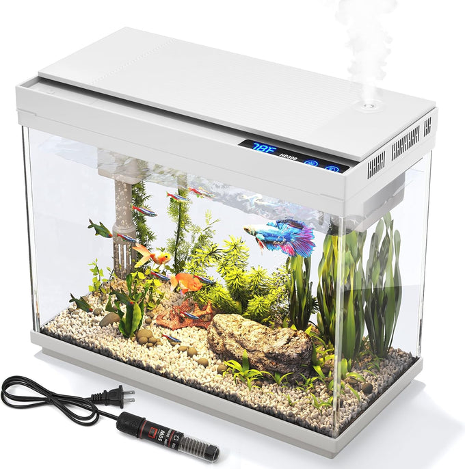 Vehipa 2.4 Gallon Fish Aquarium Starter Kit with Smart Humidifier and Temperature Display