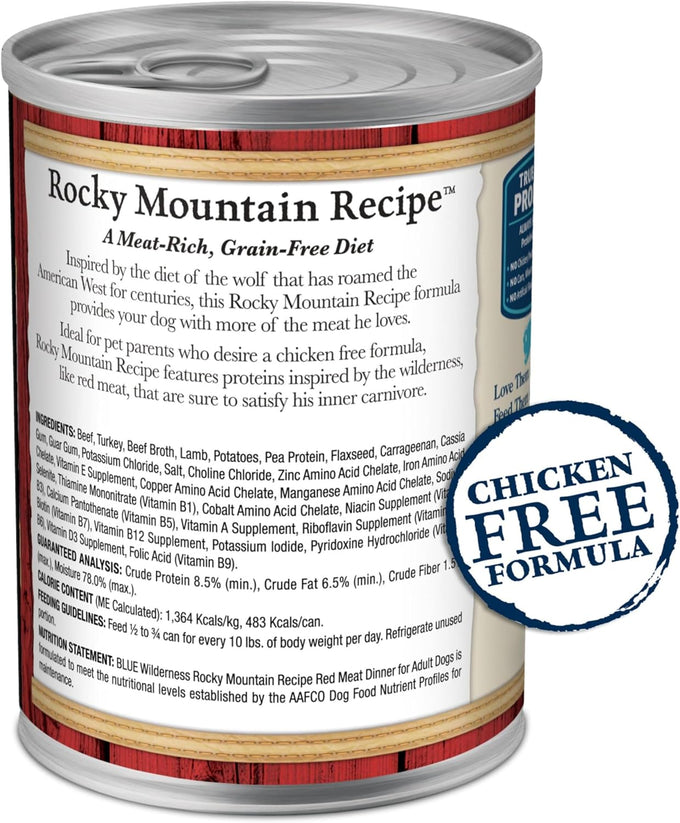 Blue Buffalo Wilderness Adult Wet Dog Food, 12.5-oz Red Meat Paté, Grain-Free, High-Protein, 12 count, Natural Ingredients