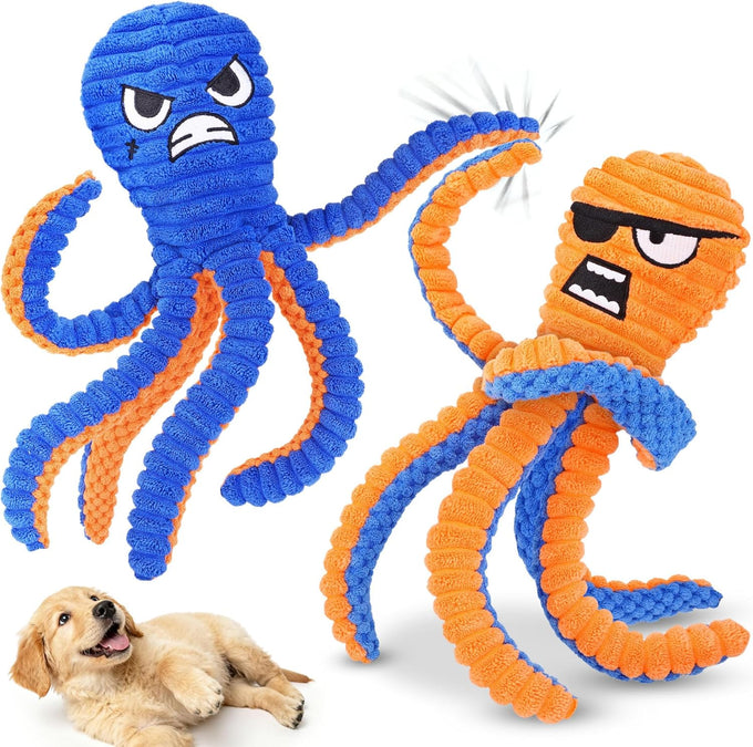 Zeaxuie 2-Pack Crinkle Octopus Dog Toys for Small & Medium Breed Aggressive Chewers