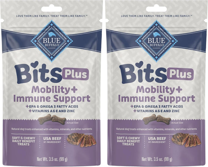 Blue Buffalo Blue Bits Plus Daily Benefit Dog Treats, Soft & Chewy Chicken and Pumpkin Morsels, 9.5-oz Bag, Formulated for Digestion & Immune Support