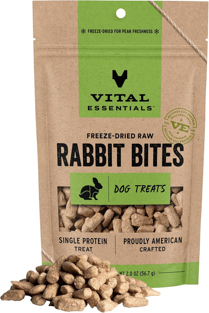 Vital Essentials rabbit freeze dried dog treats single protein grain free training