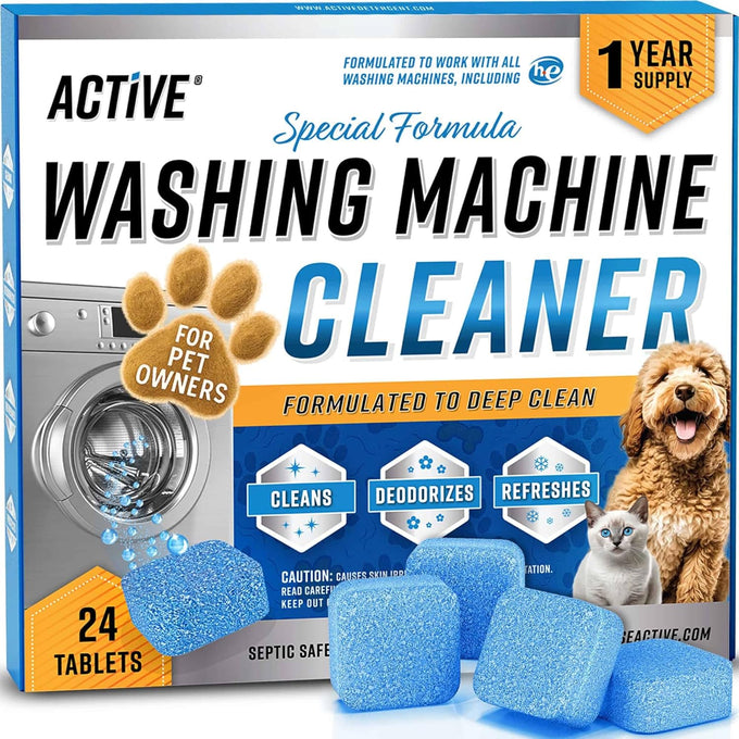 ACTIVE Pet Hair Remover Washing Machine Cleaner for Pet Owners, 24 Septic-Safe Tablets, 1 Year Supply