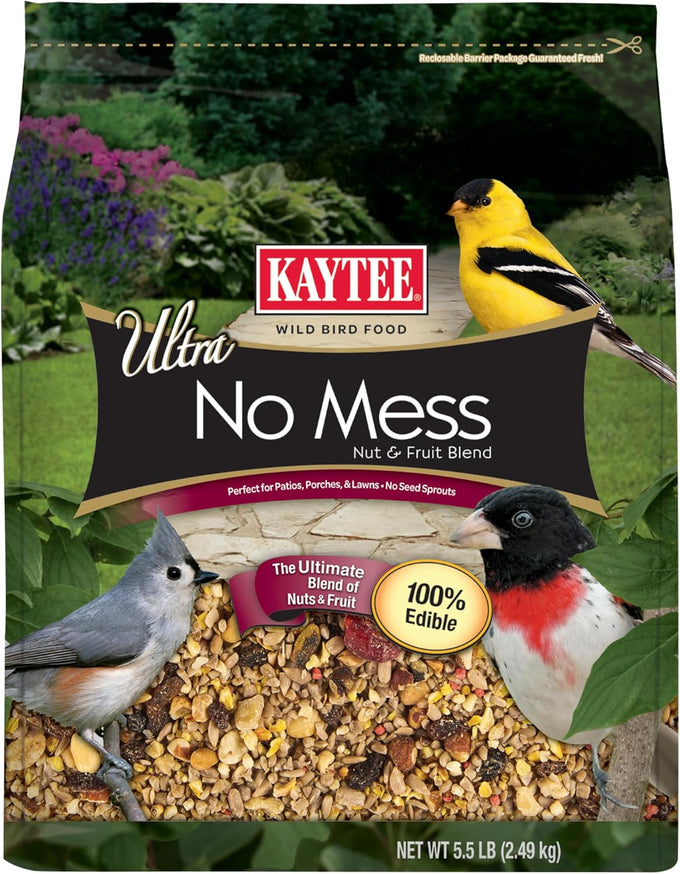 Kaytee 5.5 pound wild bird no mess nut & fruit food seed blend for blue jays, woodpeckers, and finches