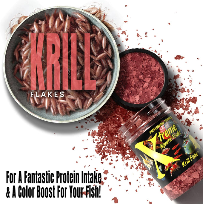 Xtreme Krill Flakes - Premium 1oz fish food with krill, shrimp, and vitamins for optimal health, USA farm grown