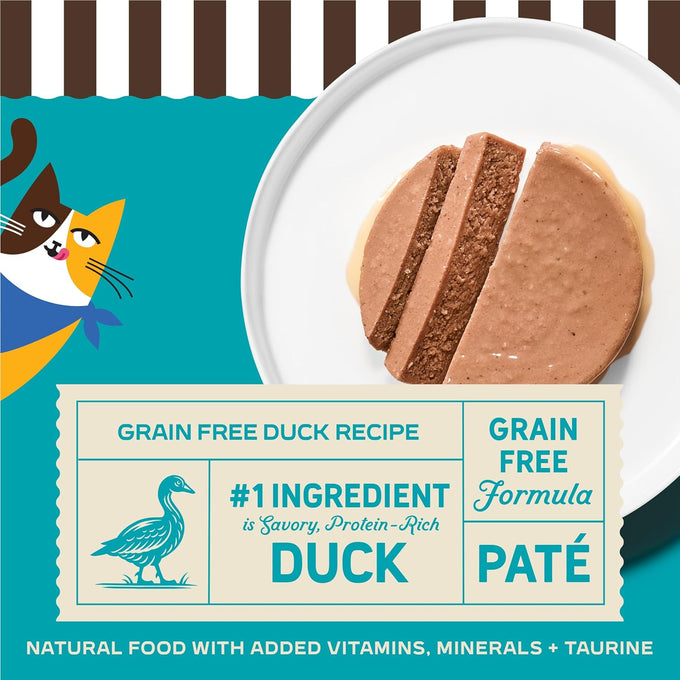 Merrick Purrfect Bistro grain-free, premium, soft canned duck adult wet cat food, 24 pack, 3 oz cans