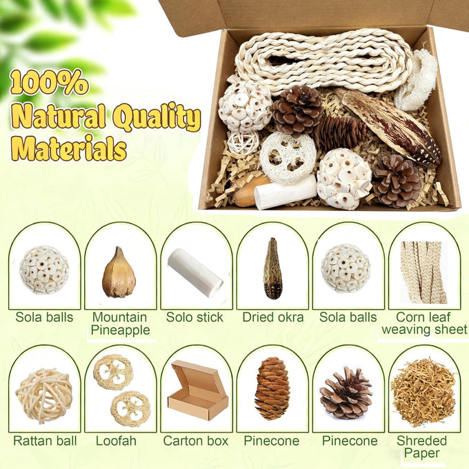 natural bird toys rattan foraging box parrot cockatiel lovebird parakeet budgie medium size non-toxic material