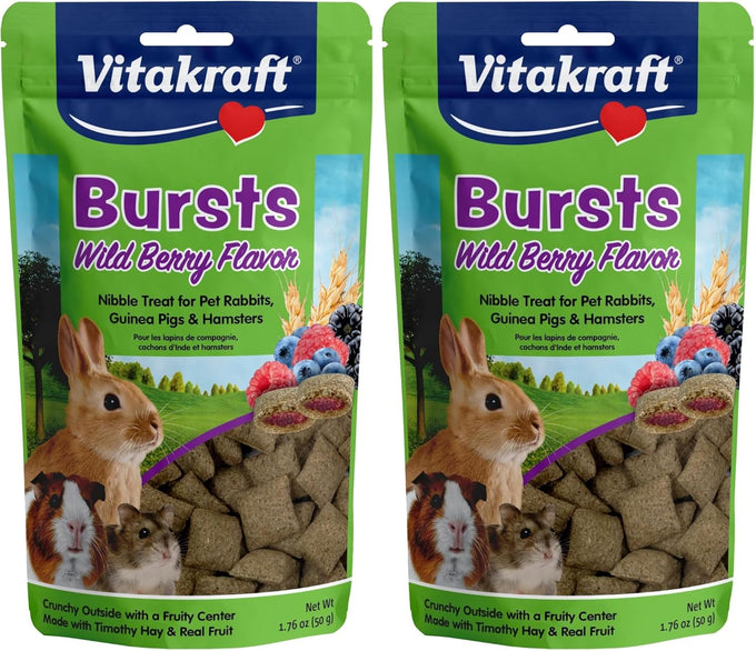 Vitakraft Bursts Wildberry Flavor 1.76 oz Small Animal Treats for Rabbits Guinea Pigs Hamsters