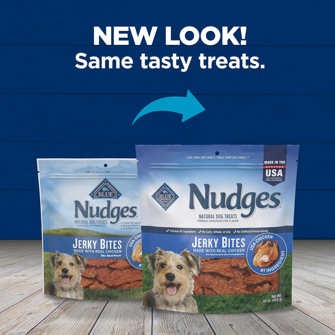blue buffalo usa made natural chicken jerky dog treats, 16 oz bag, bite-sized pieces