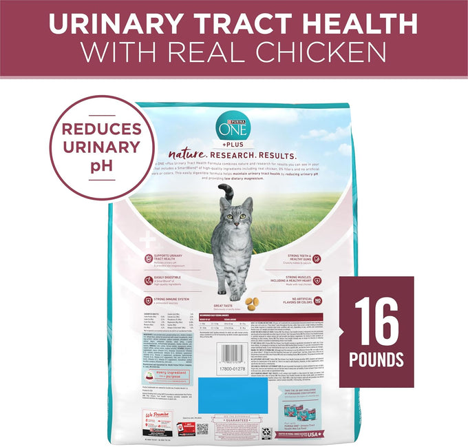 purina one high protein dry cat food urinary tract health formula 16 lb bag