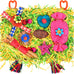 KATUMO Large-Sized Grass Mat with Colorful Parrot Foraging Shredder Hanging Toys for Conure Birds