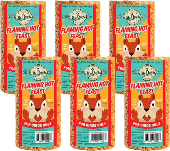 Mr. Bird Flaming Hot Feast 4-inch Small Cylinder Bird Feeder (Pack of 4)