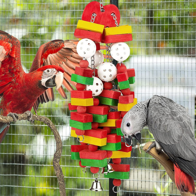 Mewtogo Large Bird Chewing Toy for Macaws, African Greys, and Amazon Parrots - 22inch Chain Toy