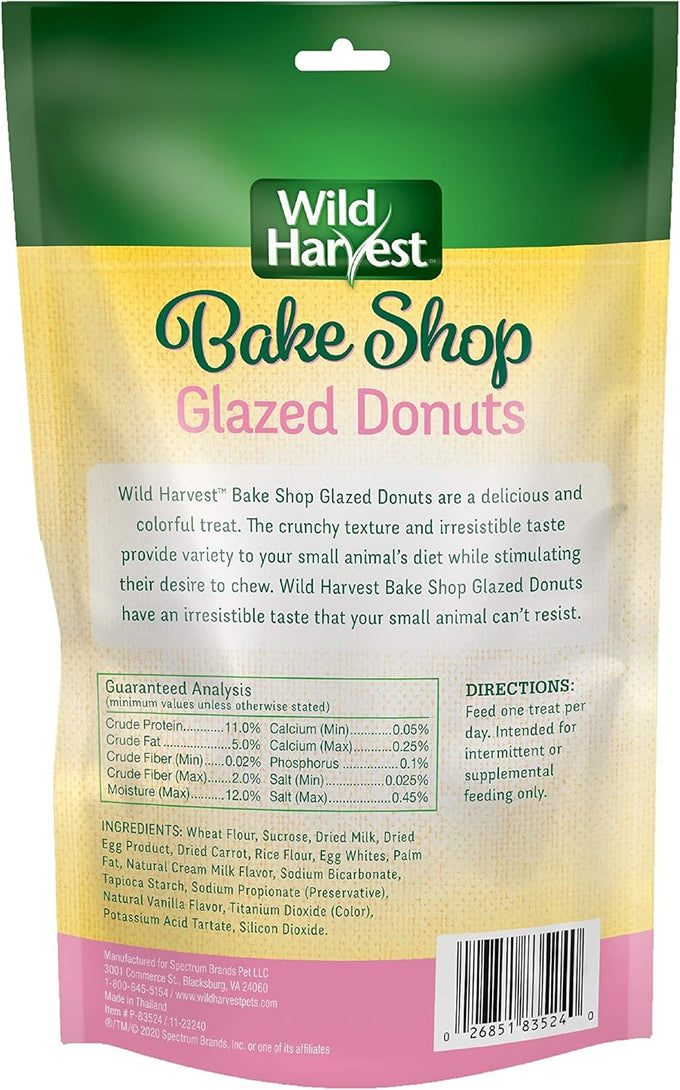 Wild Harvest Glazed Donuts Treats for Small Pets, 2.2 Ounce, Pack of 1, Healthy Chewing Instinct for Guinea Pigs, Hamsters, Gerbils, Rabbits