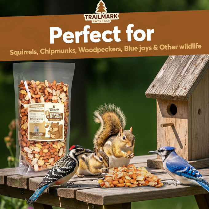 Raw shelled peanuts for squirrels and wildlife, unsalted and grown in the USA, 25 lb bulk