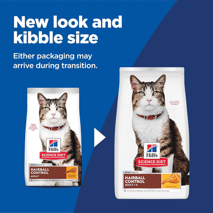 Hill's Science Diet Adult 1-6 Hairball Control Dry Cat Food, Chicken, 3.5 lb. Bag